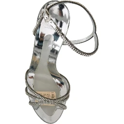 Silver Crystal Ankle Strap Sandals Shoes
