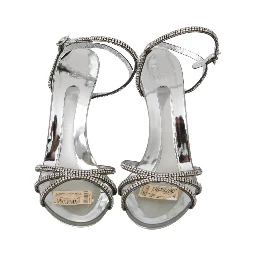 Silver Crystal Ankle Strap Sandals Shoes