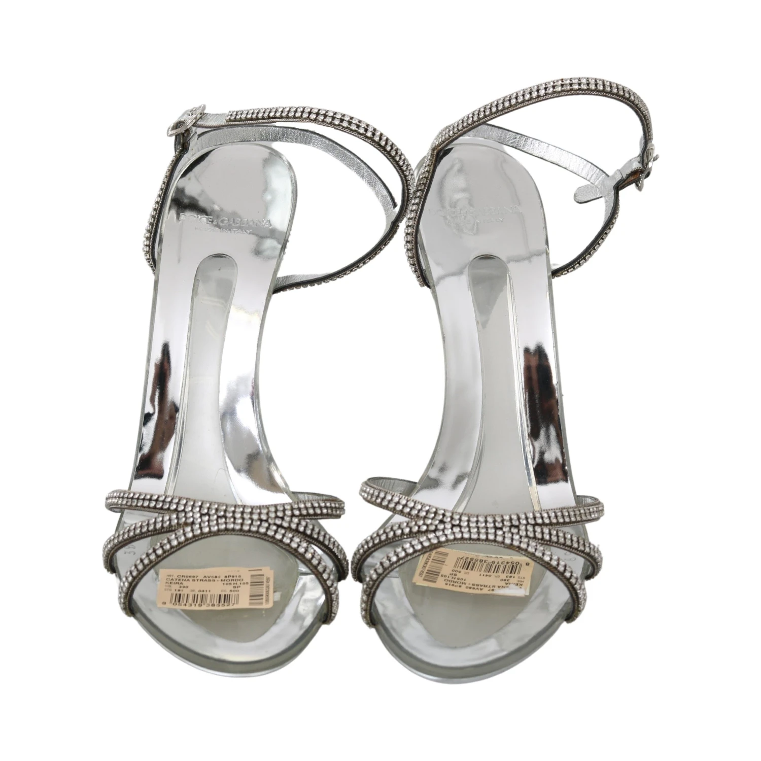 Silver Crystal Ankle Strap Sandals Shoes
