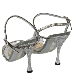 Silver Crystal Ankle Strap Sandals Shoes