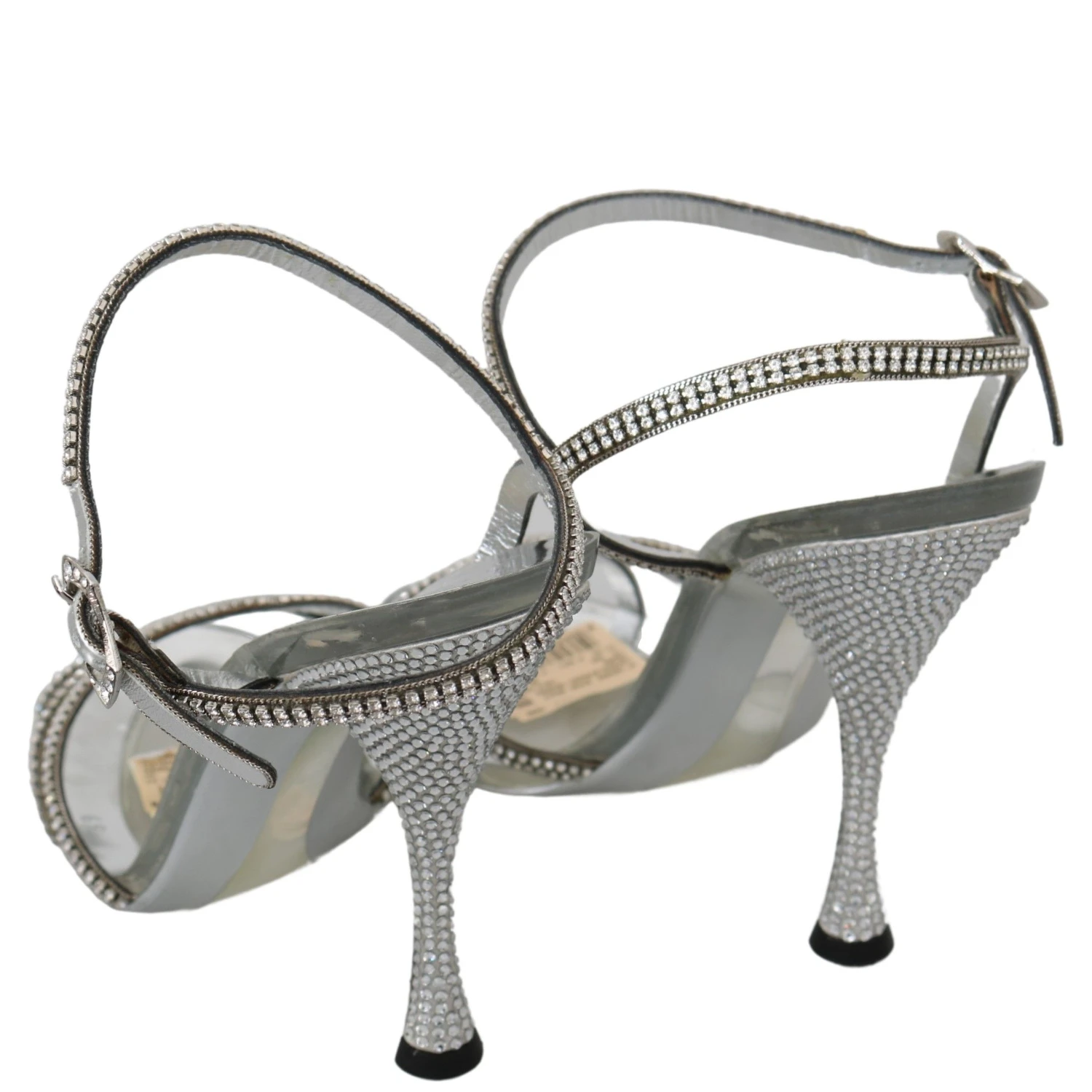 Silver Crystal Ankle Strap Sandals Shoes