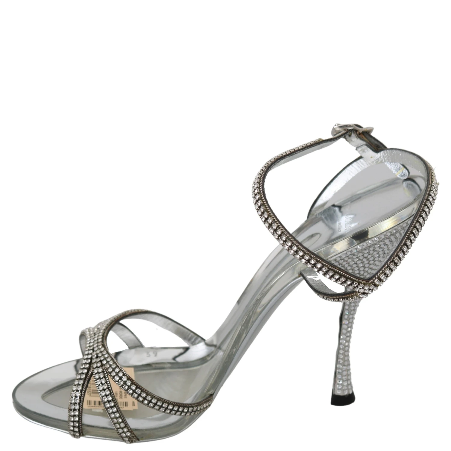 Silver Crystal Ankle Strap Sandals Shoes