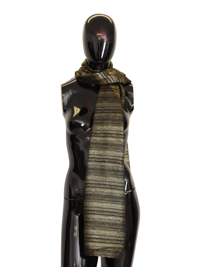 Metallic Gold Silk Stretch Shawl Wrap Scarf