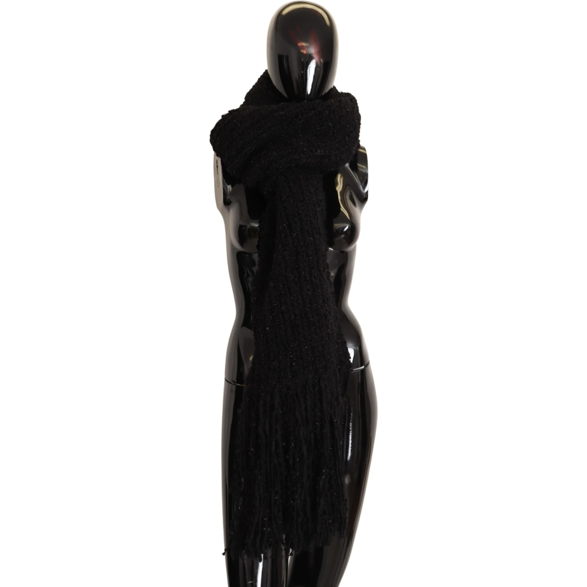 Black Virgin Wool Knitted Wrap Shawl Scarf