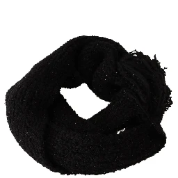 Black Virgin Wool Knitted Wrap Shawl Scarf