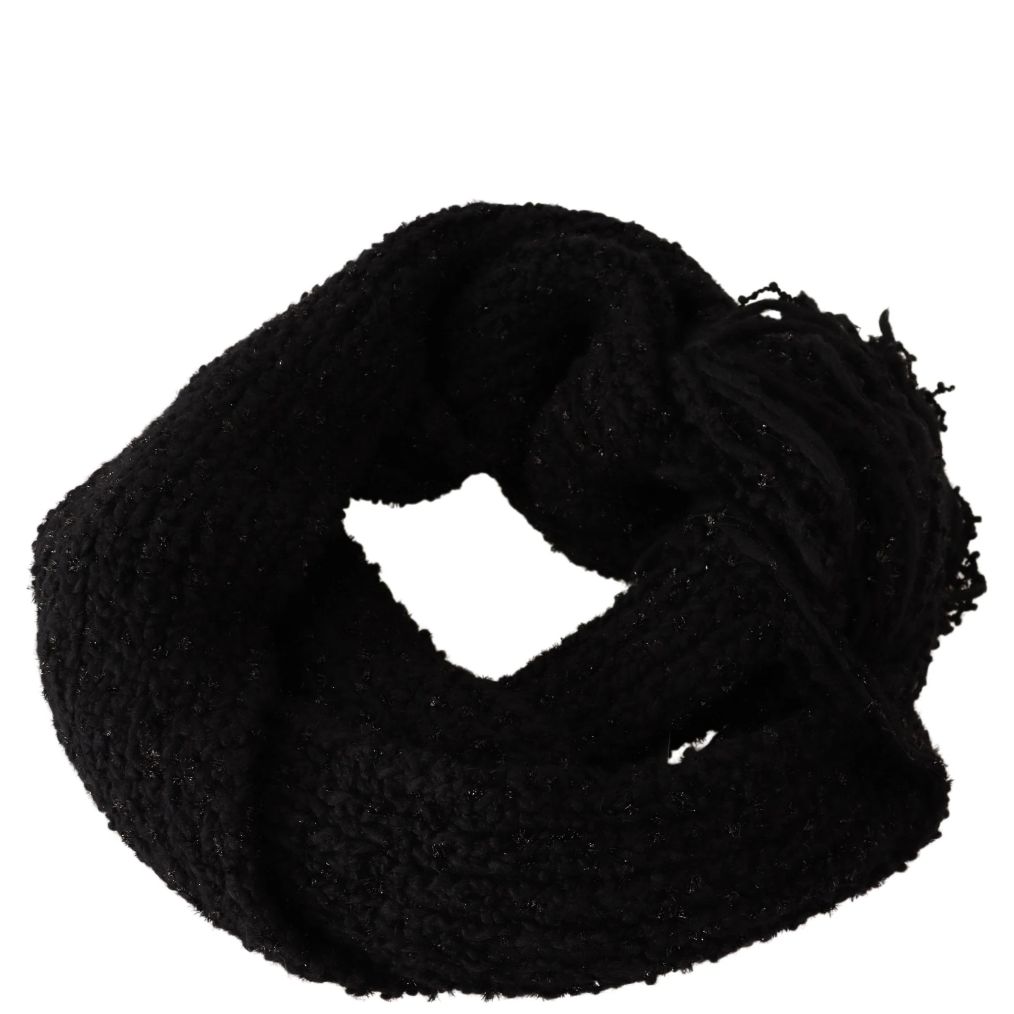 Black Virgin Wool Knitted Wrap Shawl Scarf