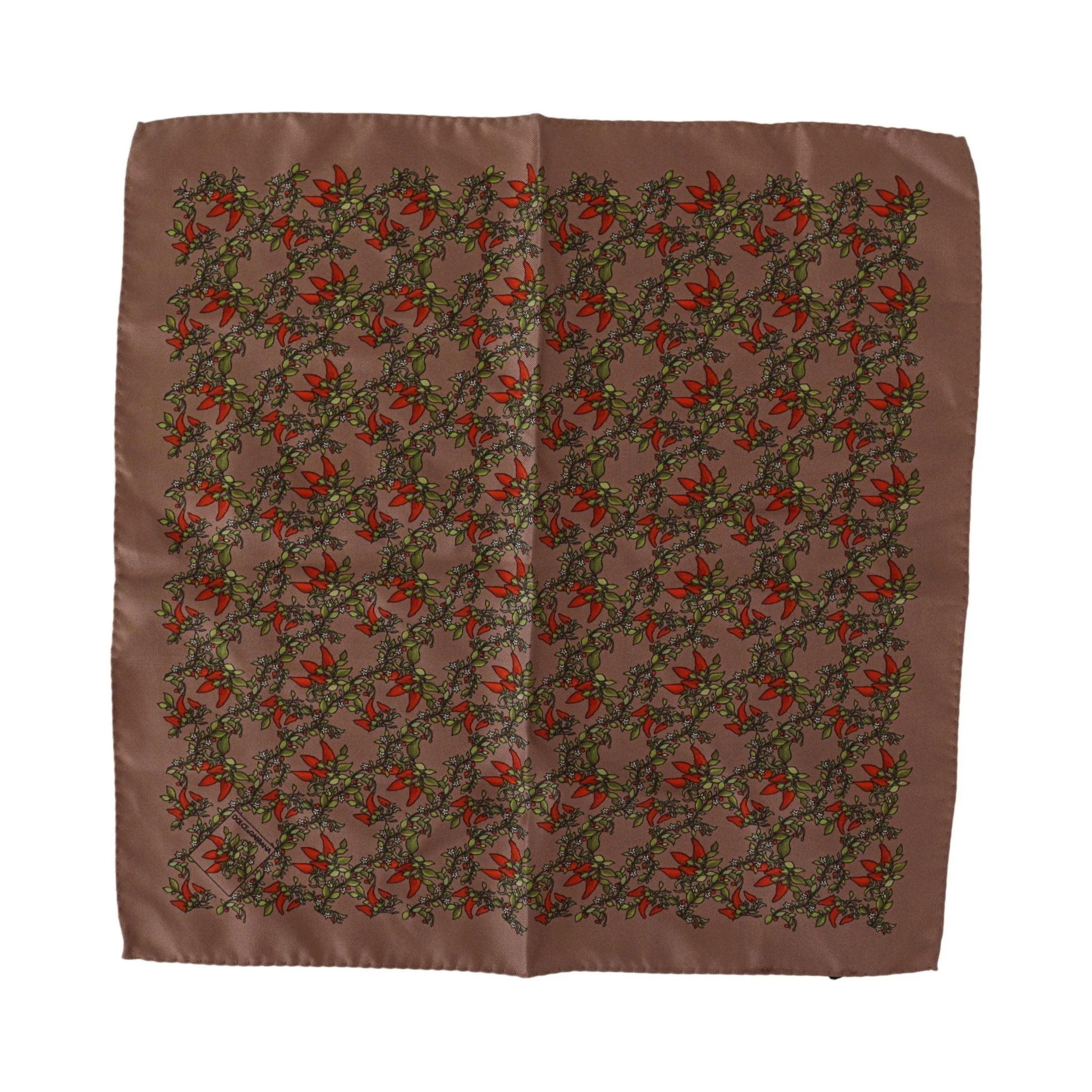 Brown Carrots Print Silk Handkerchief