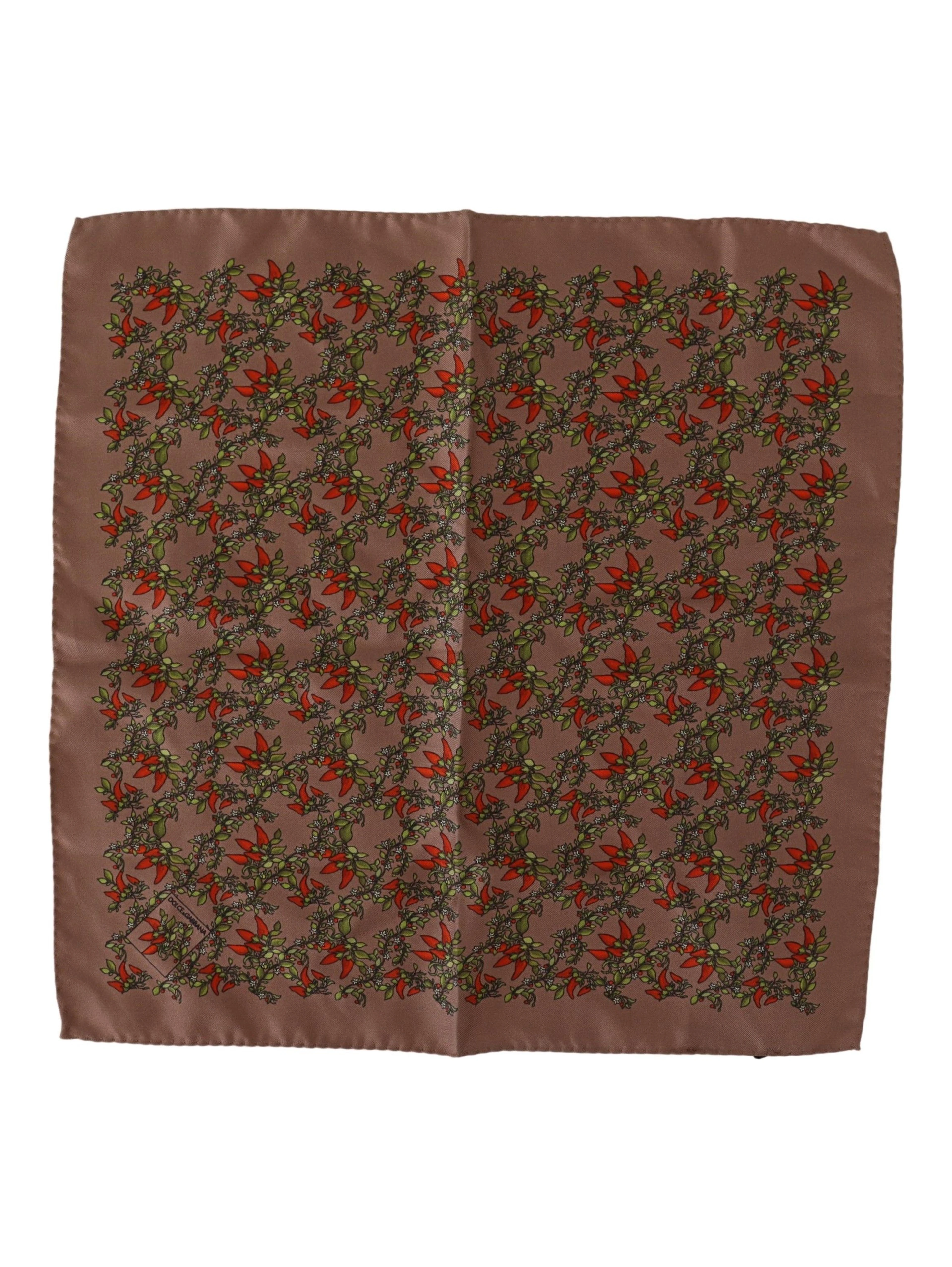 Brown Carrots Print Silk Handkerchief