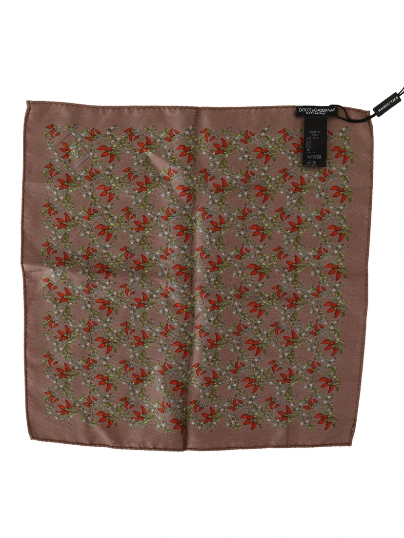 Brown Carrots Print Silk Handkerchief