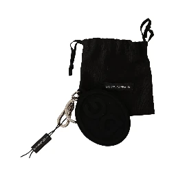 Black Rubber DG Logo Silver Brass Metal Keychain