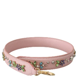 Pink Leather Crystal Stud Accessory Shoulder Strap