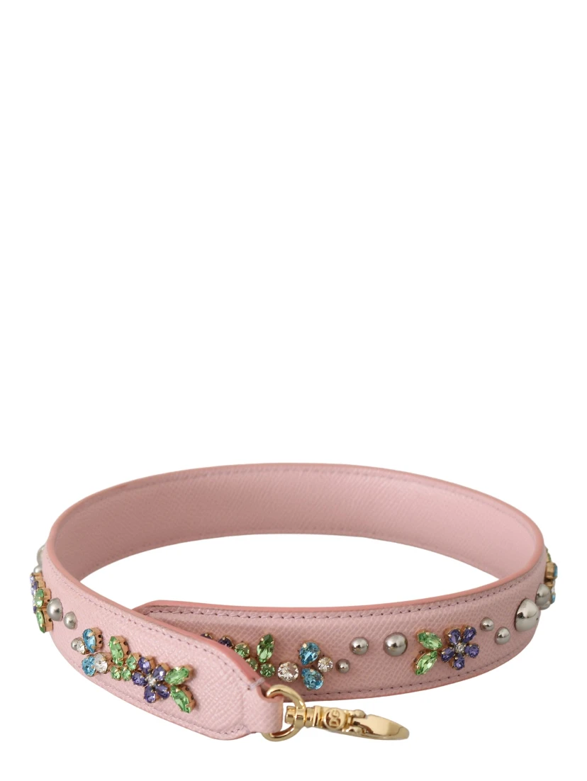 Pink Leather Crystal Stud Accessory Shoulder Strap
