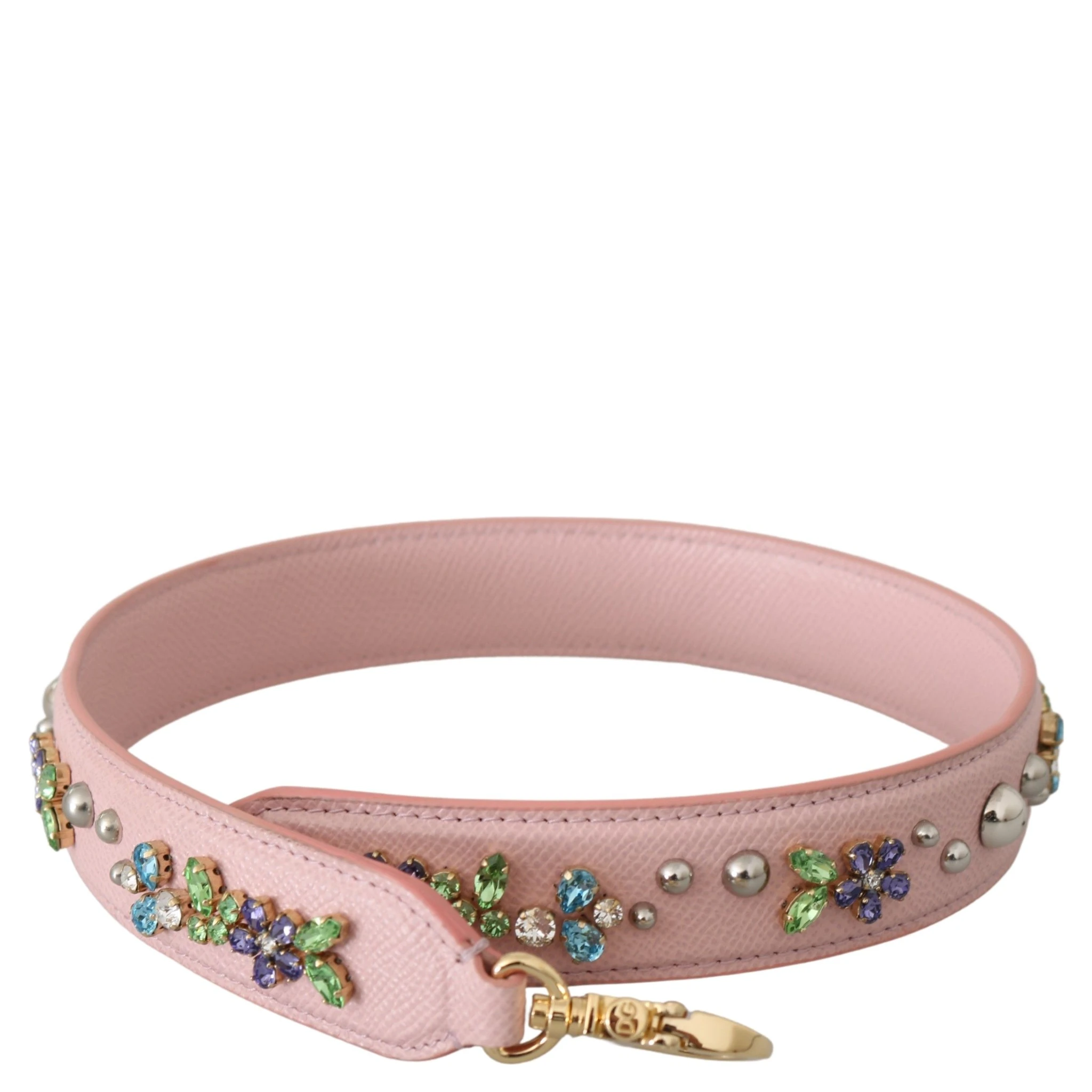Pink Leather Crystal Stud Accessory Shoulder Strap