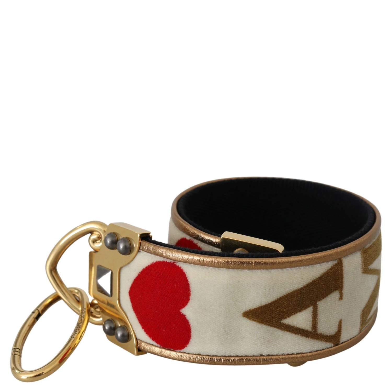 Gold White Textile Leather AMORE Shoulder Strap