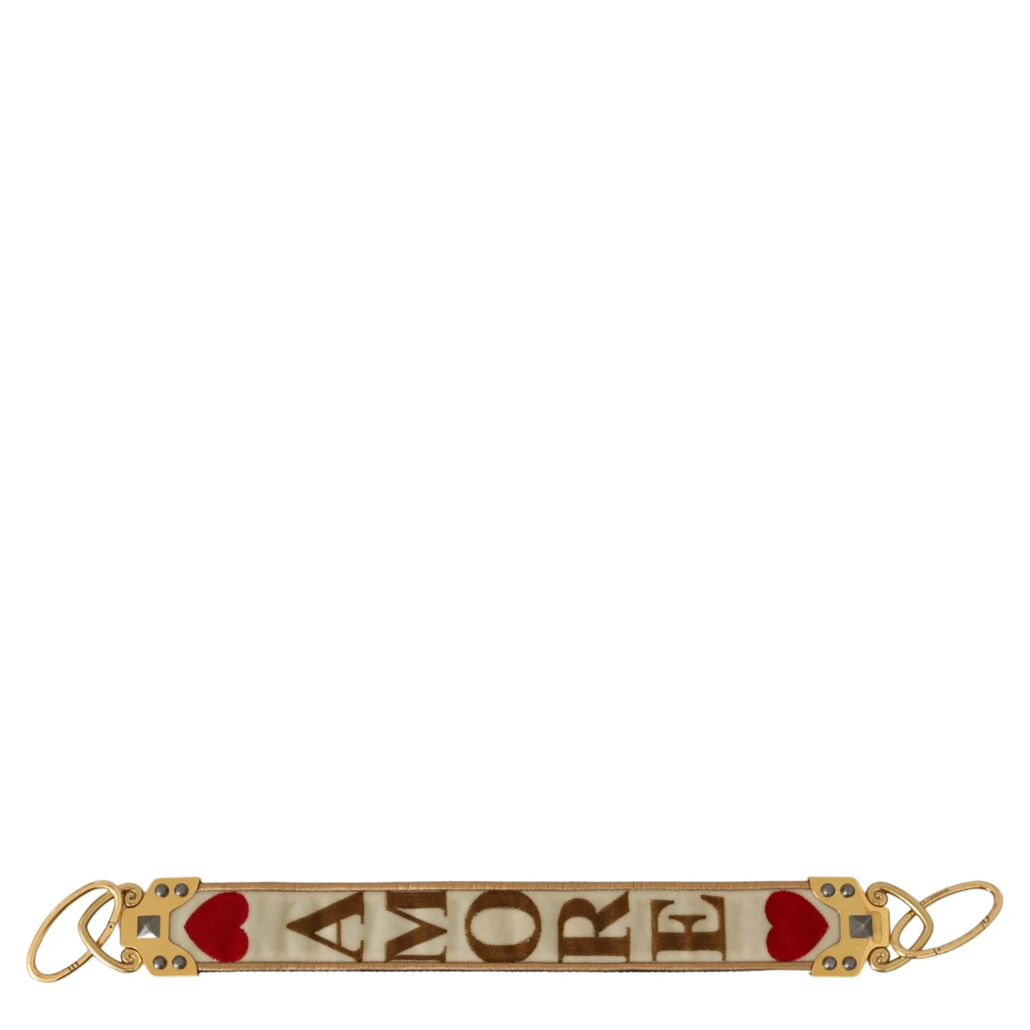 Gold White Textile Leather AMORE Shoulder Strap