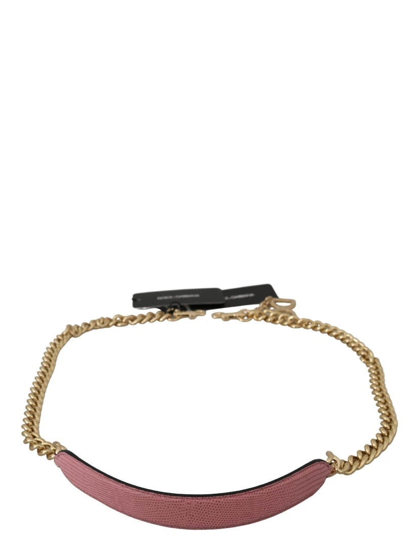 Pink Leather Gold Chain Accessory Shoulder Strap