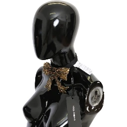 Gold Crystal Beaded Sequined 100% Silk Catwalk Necklace