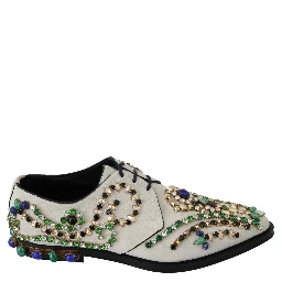 White Suede Crystal Dress Broque Shoes