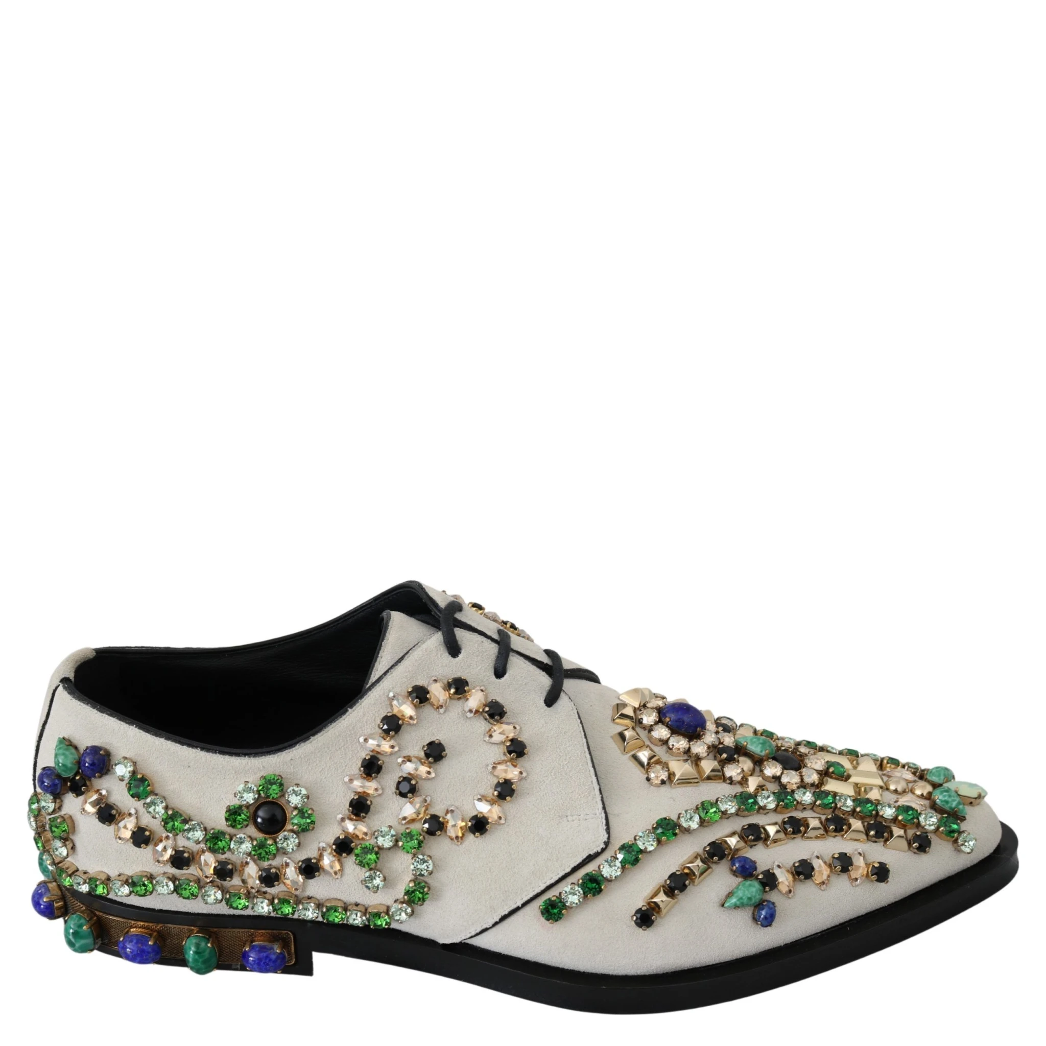 White Suede Crystal Dress Broque Shoes