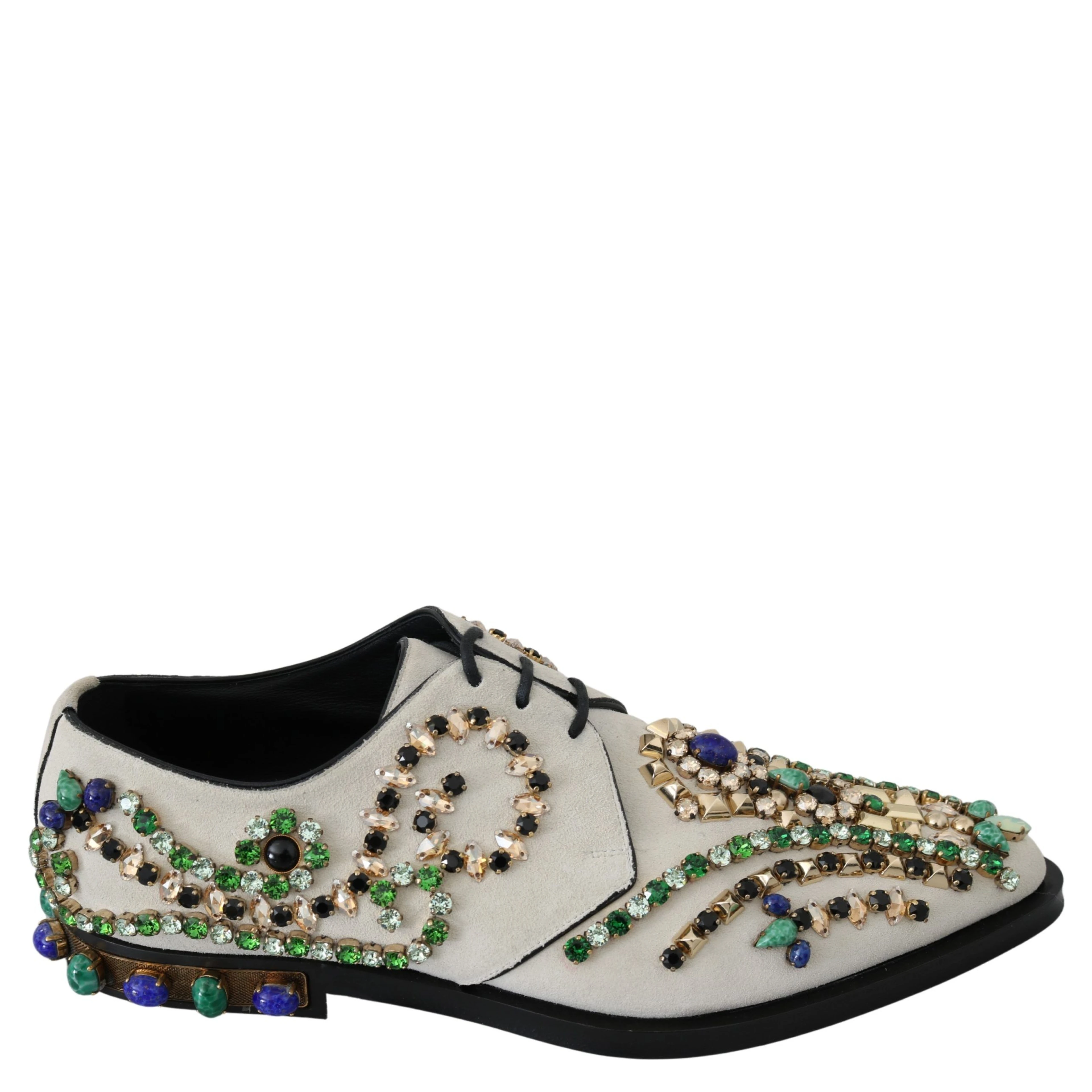 White Suede Crystal Dress Broque Shoes