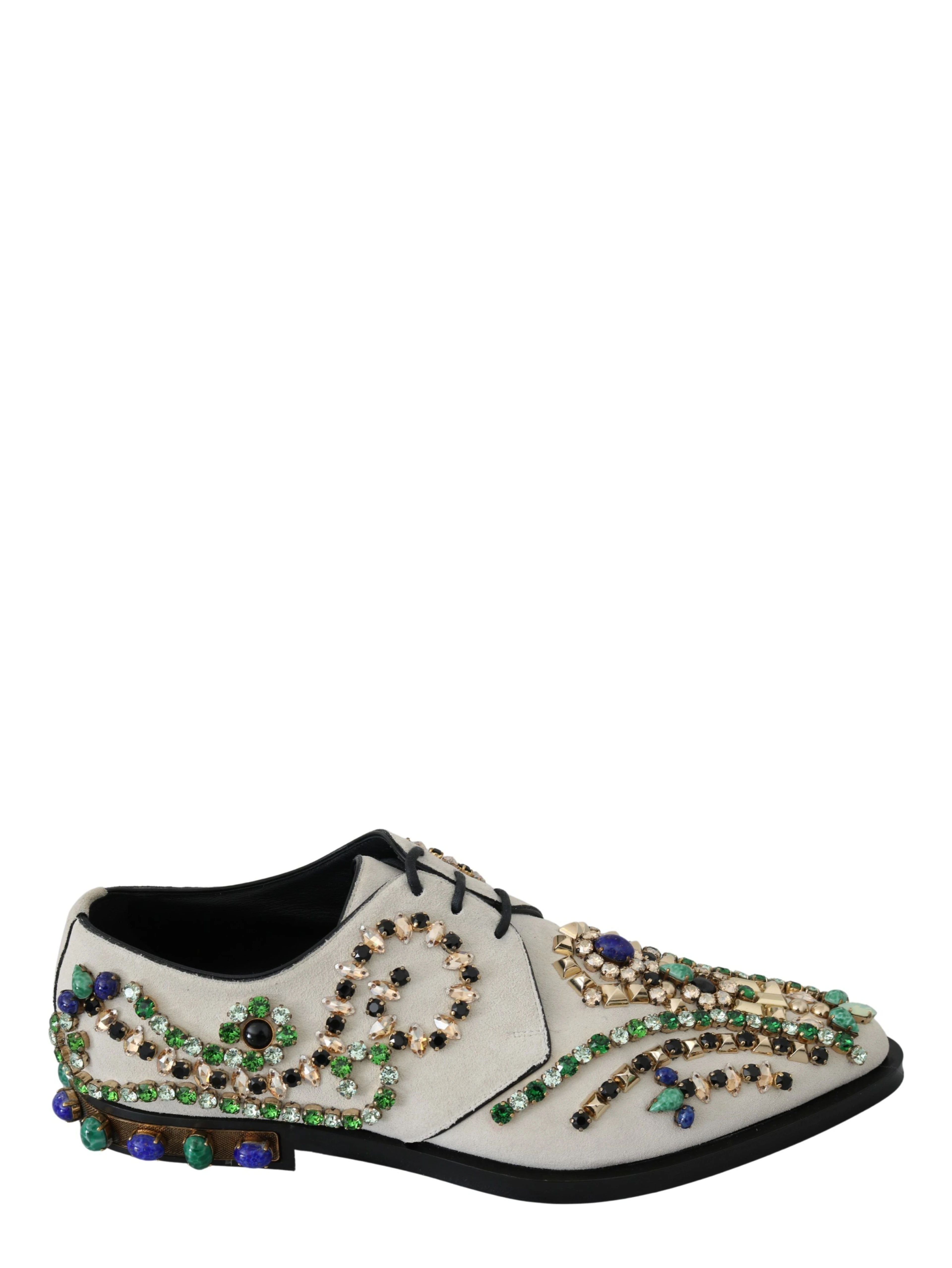White Suede Crystal Dress Broque Shoes