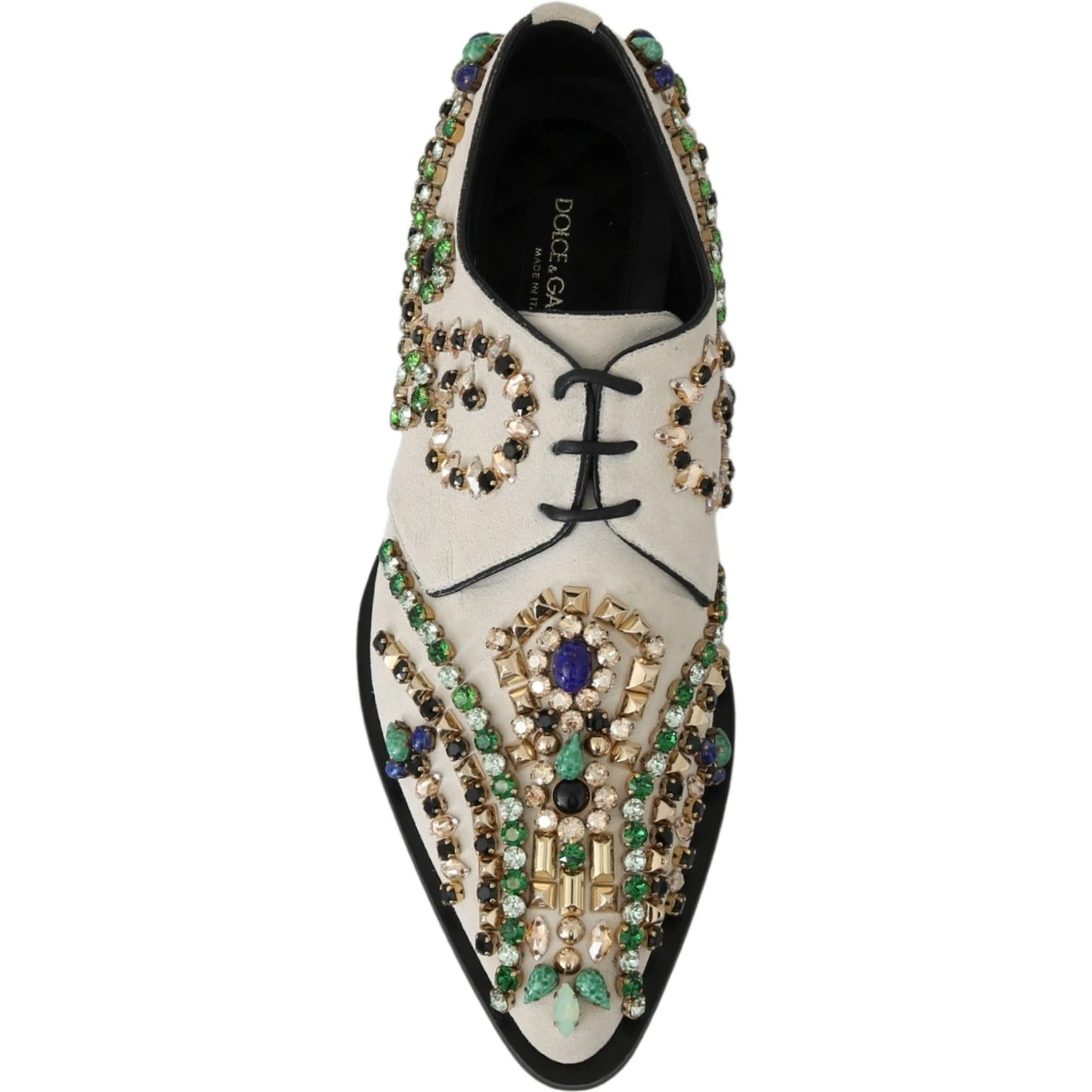 White Suede Crystal Dress Broque Shoes