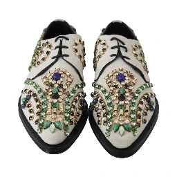 White Suede Crystal Dress Broque Shoes