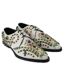 White Suede Crystal Dress Broque Shoes