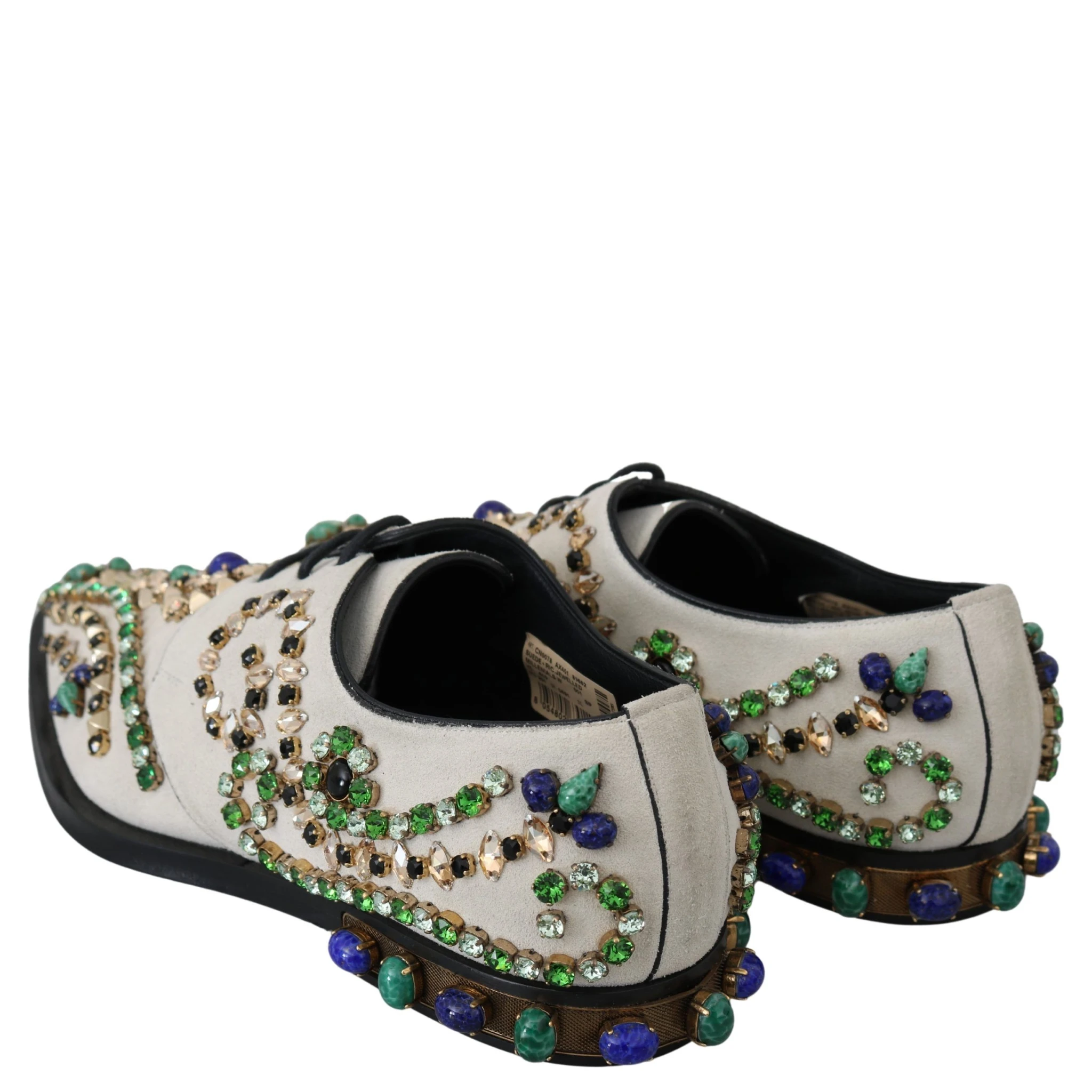 White Suede Crystal Dress Broque Shoes