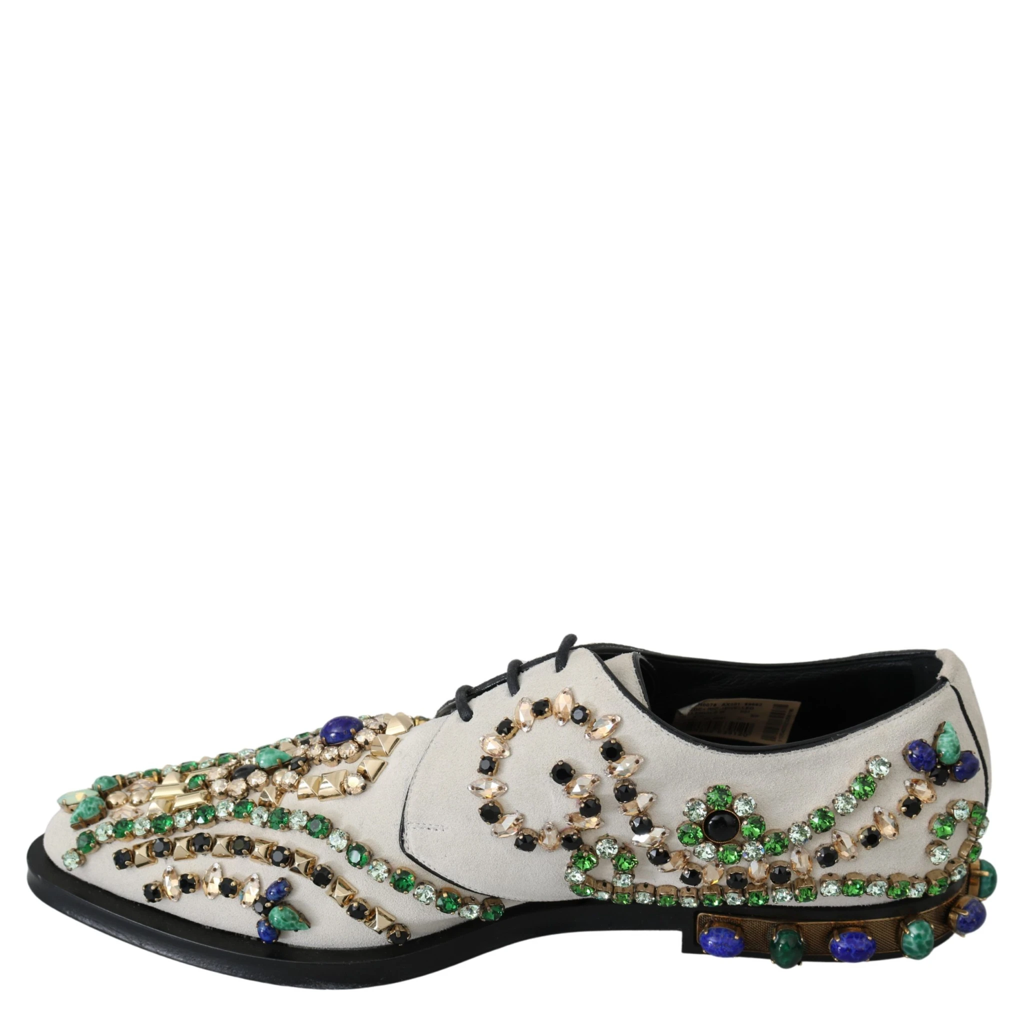 White Suede Crystal Dress Broque Shoes