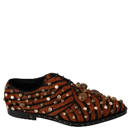 Orange Pony Hair Crystal Dress Broque Shoes