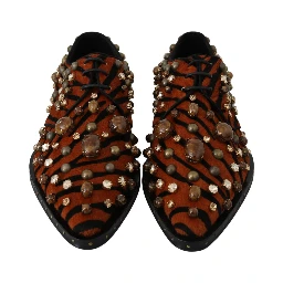 Orange Pony Hair Crystal Dress Broque Shoes