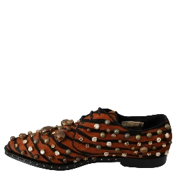 Orange Pony Hair Crystal Dress Broque Shoes