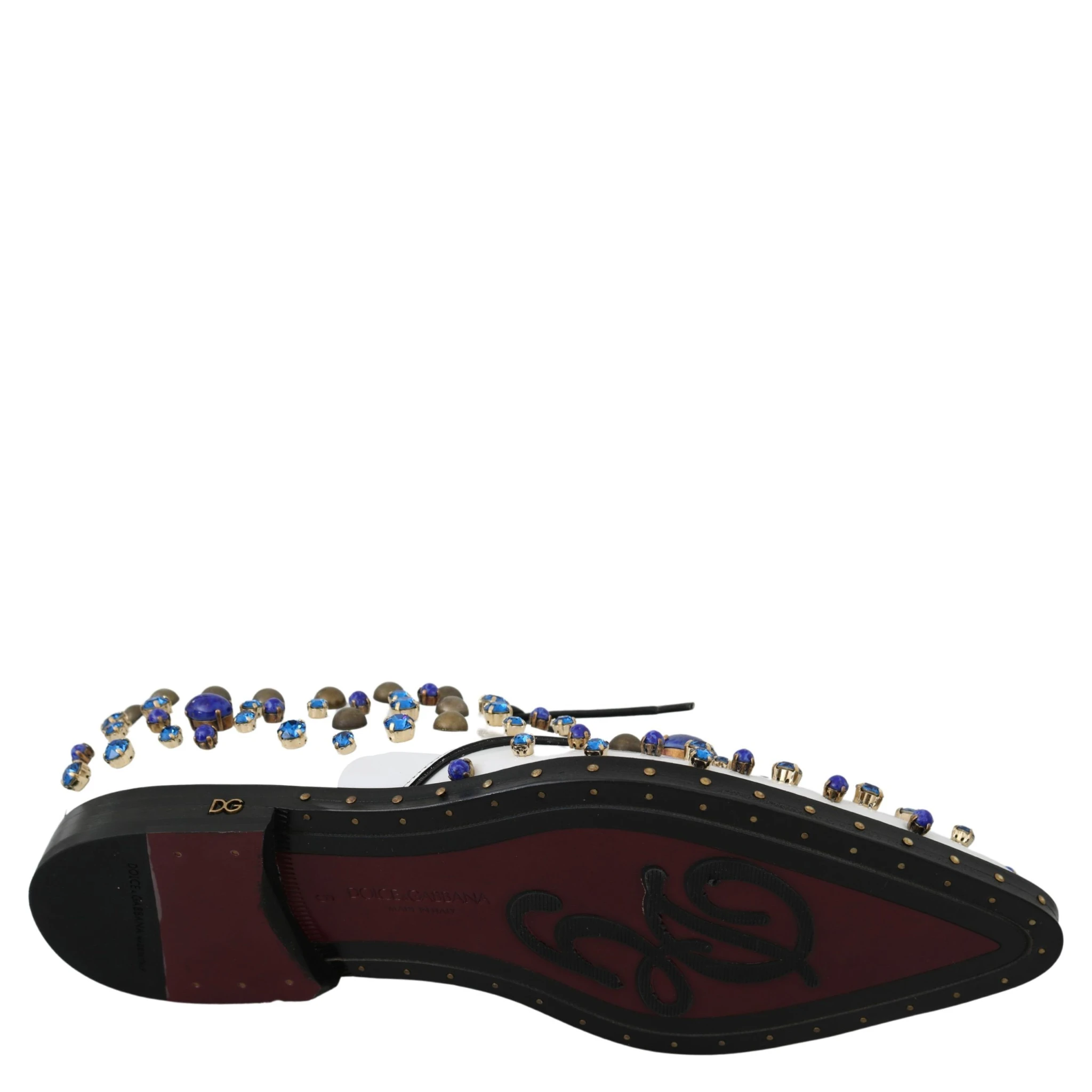 White Leather Crystals Dress Broque Shoes