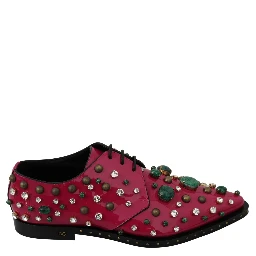 Pink Leather Crystals Dress Broque Shoes
