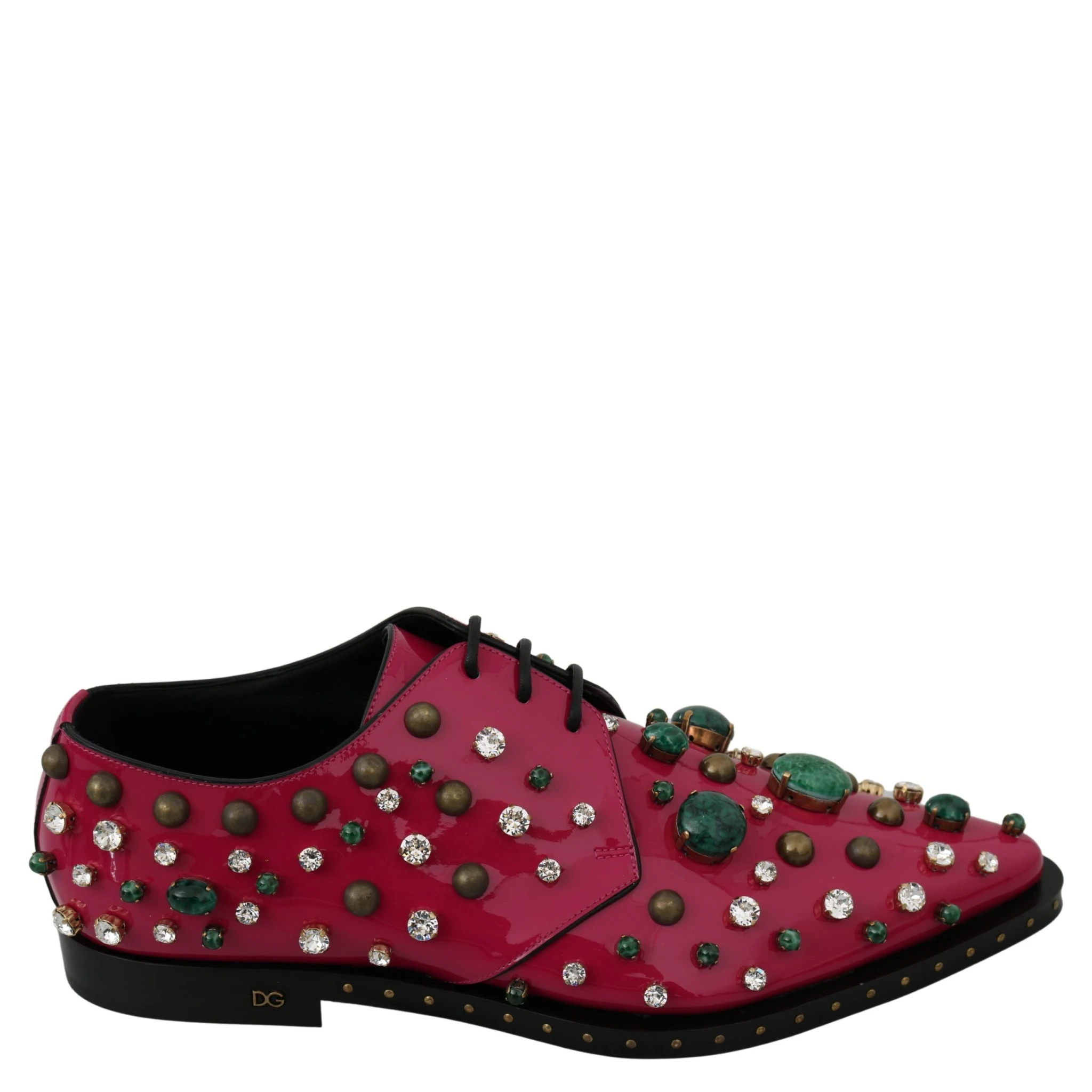 Pink Leather Crystals Dress Broque Shoes