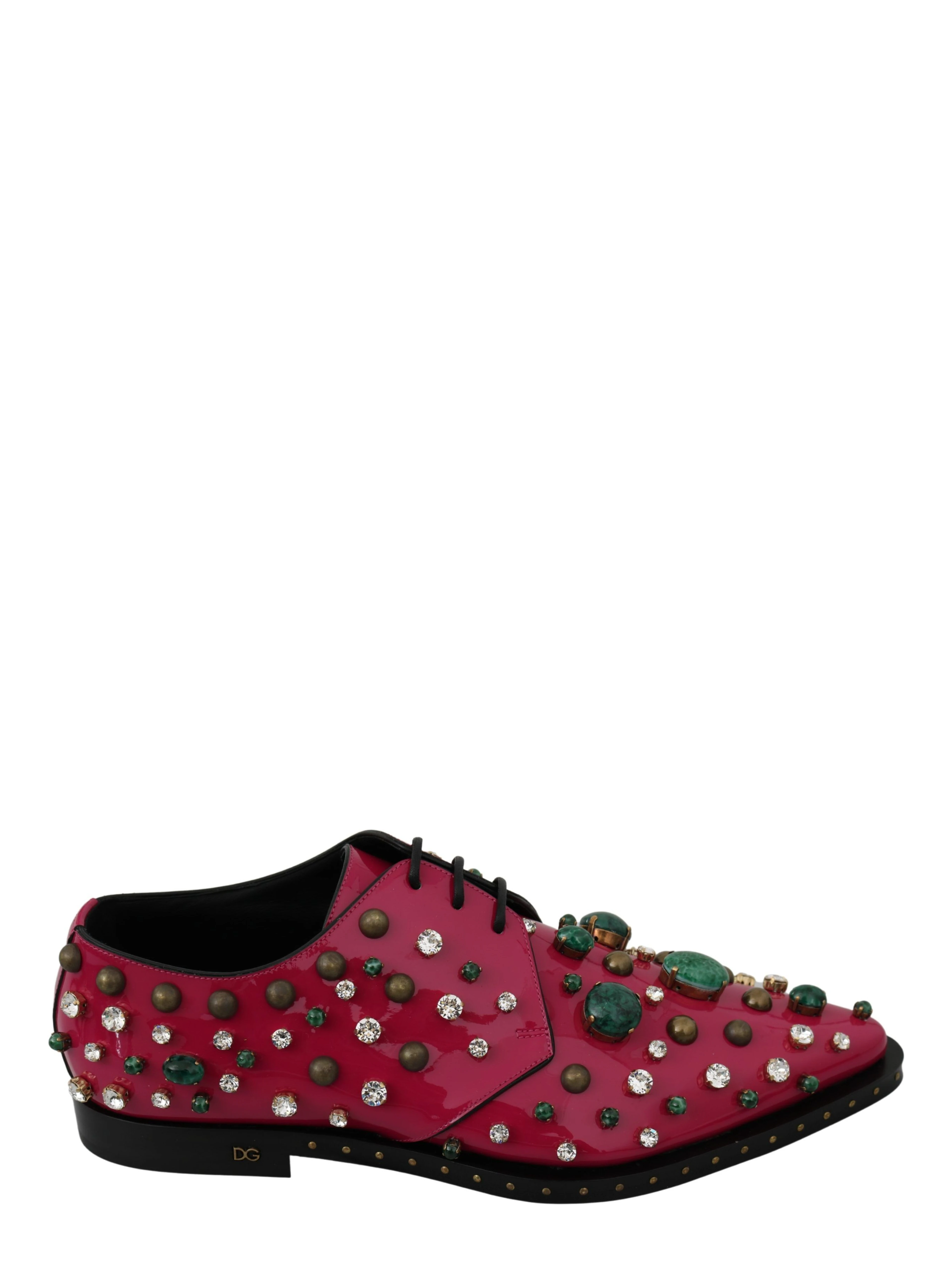 Pink Leather Crystals Dress Broque Shoes
