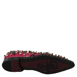 Pink Leather Crystals Dress Broque Shoes