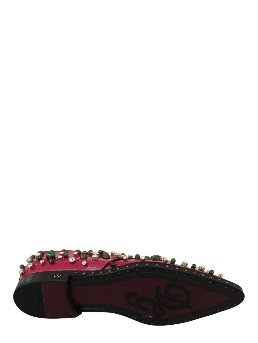 Pink Leather Crystals Dress Broque Shoes