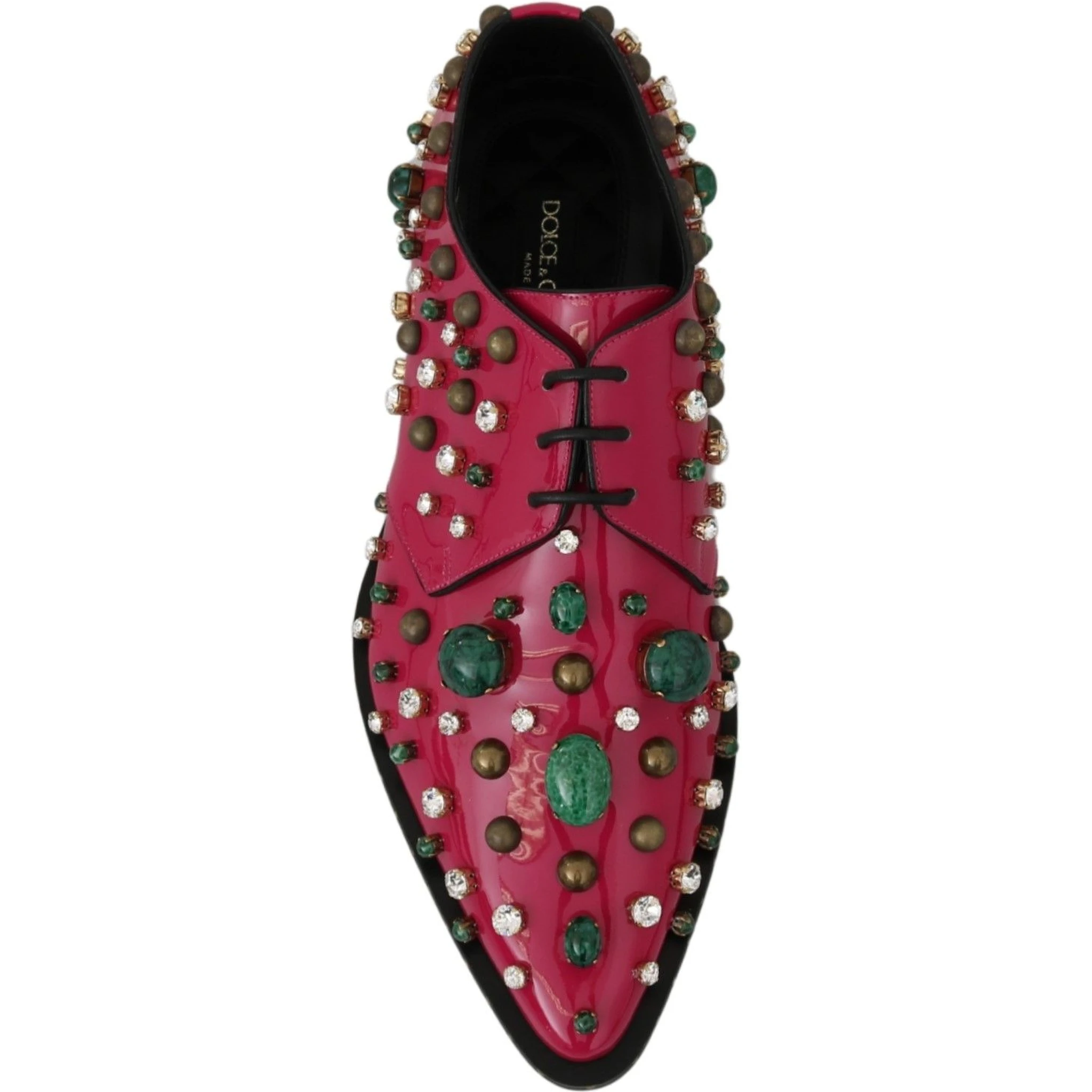 Pink Leather Crystals Dress Broque Shoes