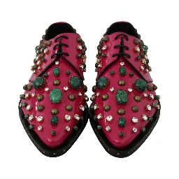 Pink Leather Crystals Dress Broque Shoes