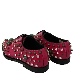 Pink Leather Crystals Dress Broque Shoes