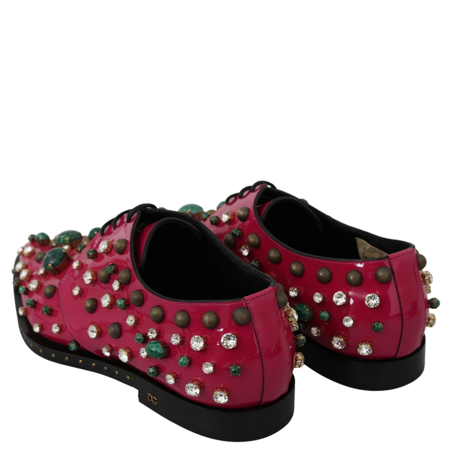 Pink Leather Crystals Dress Broque Shoes