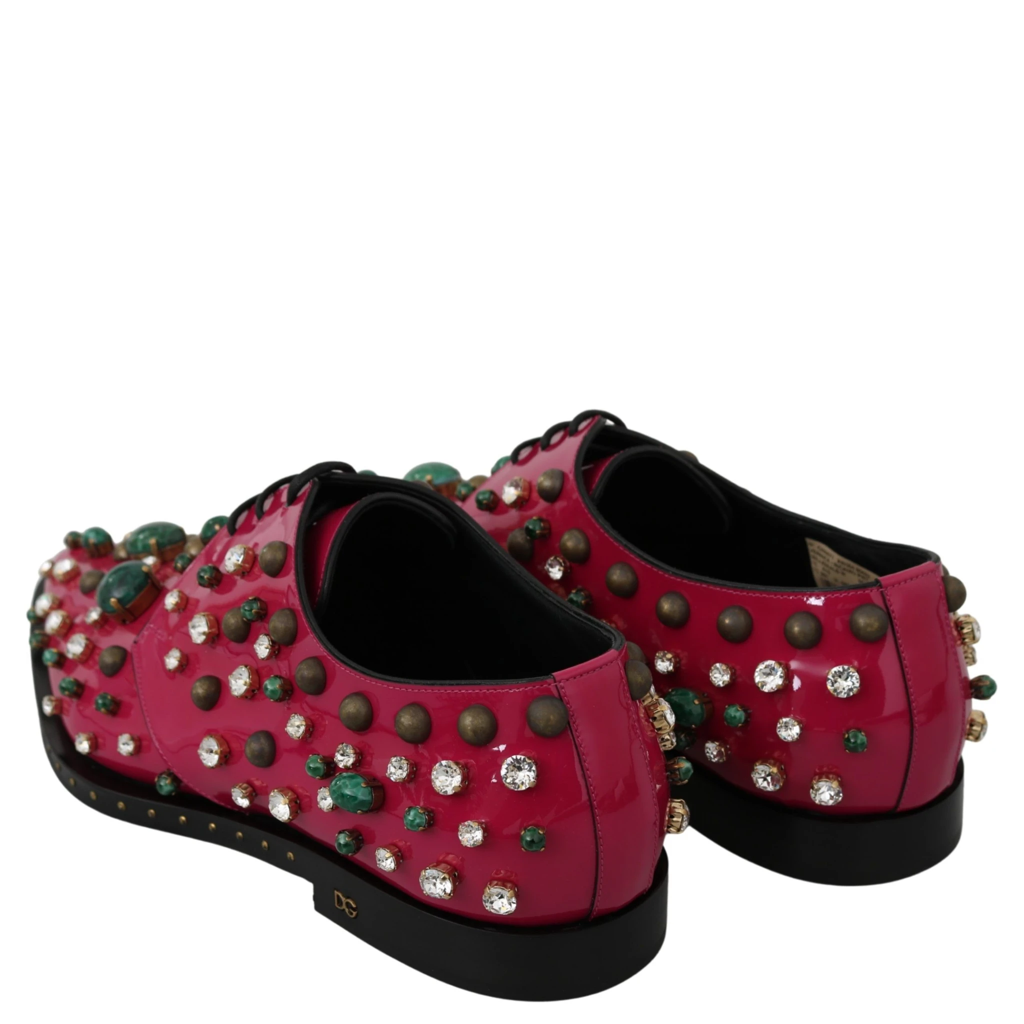 Pink Leather Crystals Dress Broque Shoes