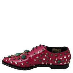 Pink Leather Crystals Dress Broque Shoes