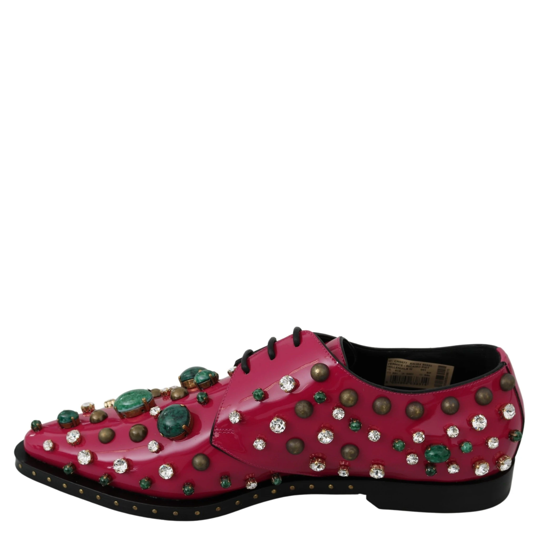 Pink Leather Crystals Dress Broque Shoes