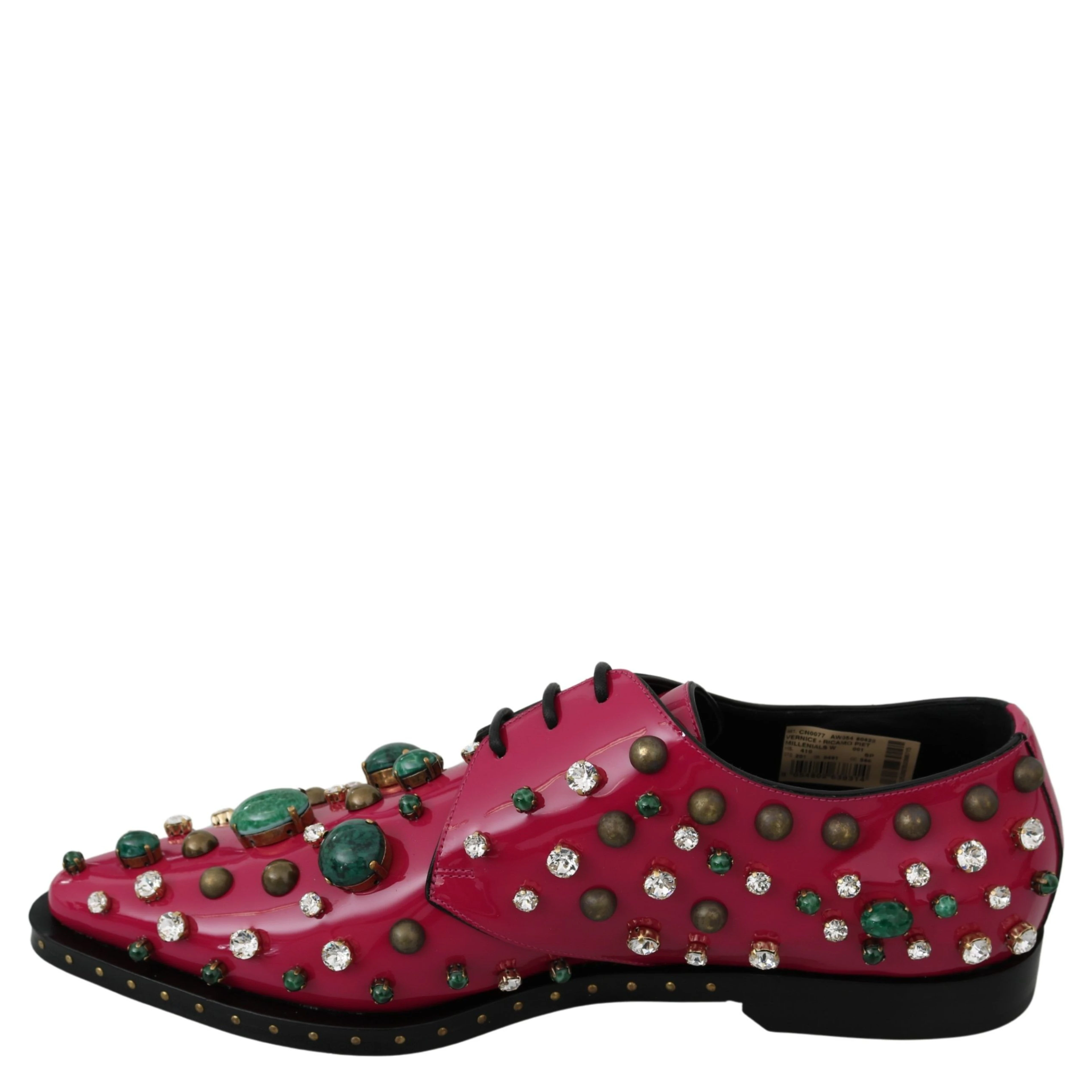 Pink Leather Crystals Dress Broque Shoes