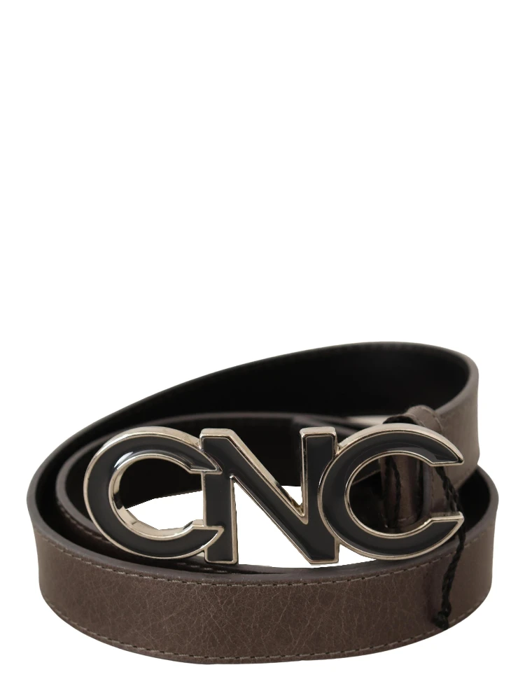 Brown Letter Logo Buckle Belt