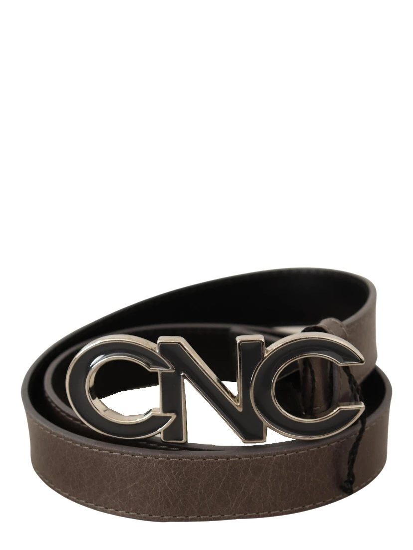 Brown Letter Logo Buckle Belt