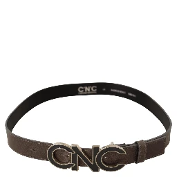 Brown Letter Logo Buckle Belt